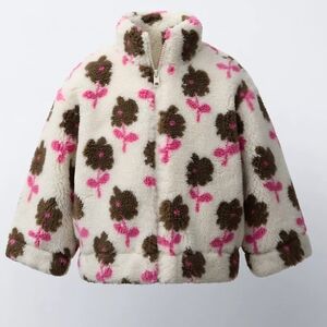 FLORAL FAUX SHEARLING JACKET